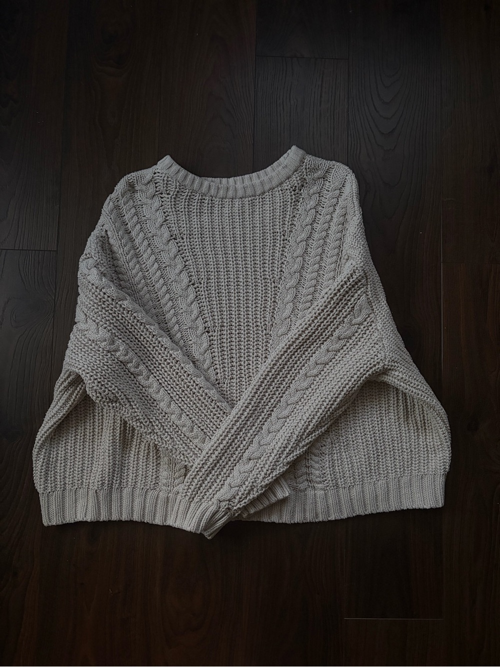 PacSun Cable Knit Crewneck Sweater - Cream